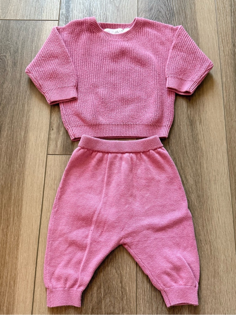 Zara baby girl Two-Piece Pink Knit Sweater Set 3/6m